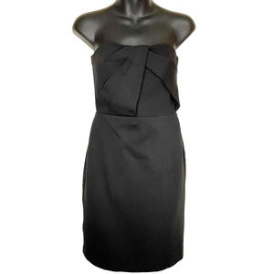 Ann Taylor Strapless‎ Lined Satin Finish Black Cocktail Dress LBD Size 0